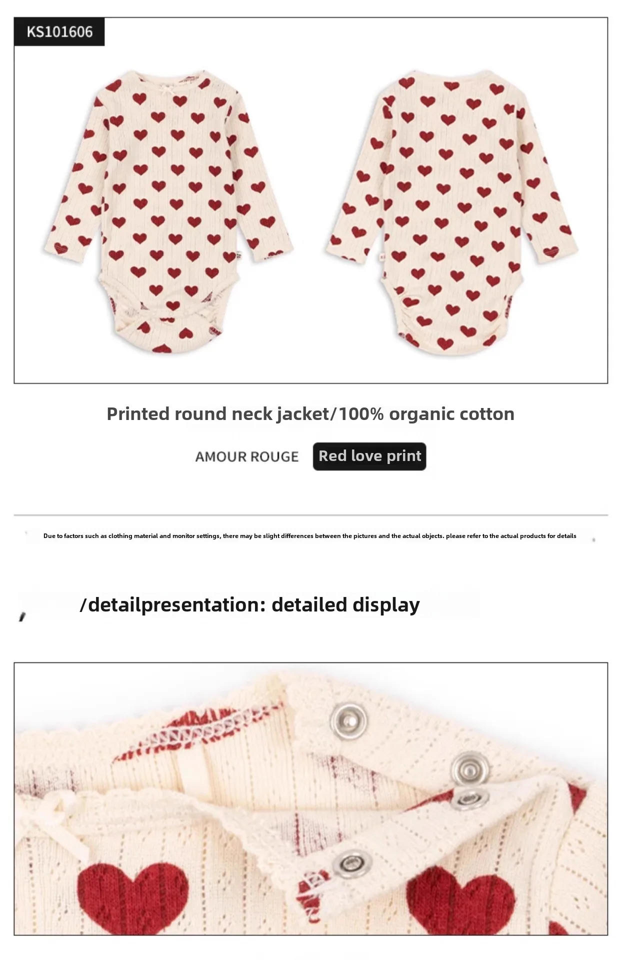Description Picture 3 of itemBaby Long Sleeved Bag Fart Clothes for Spring Summer 2025 Same Style Love Newborn Jumpsuit Baby Home Crawling Clothes