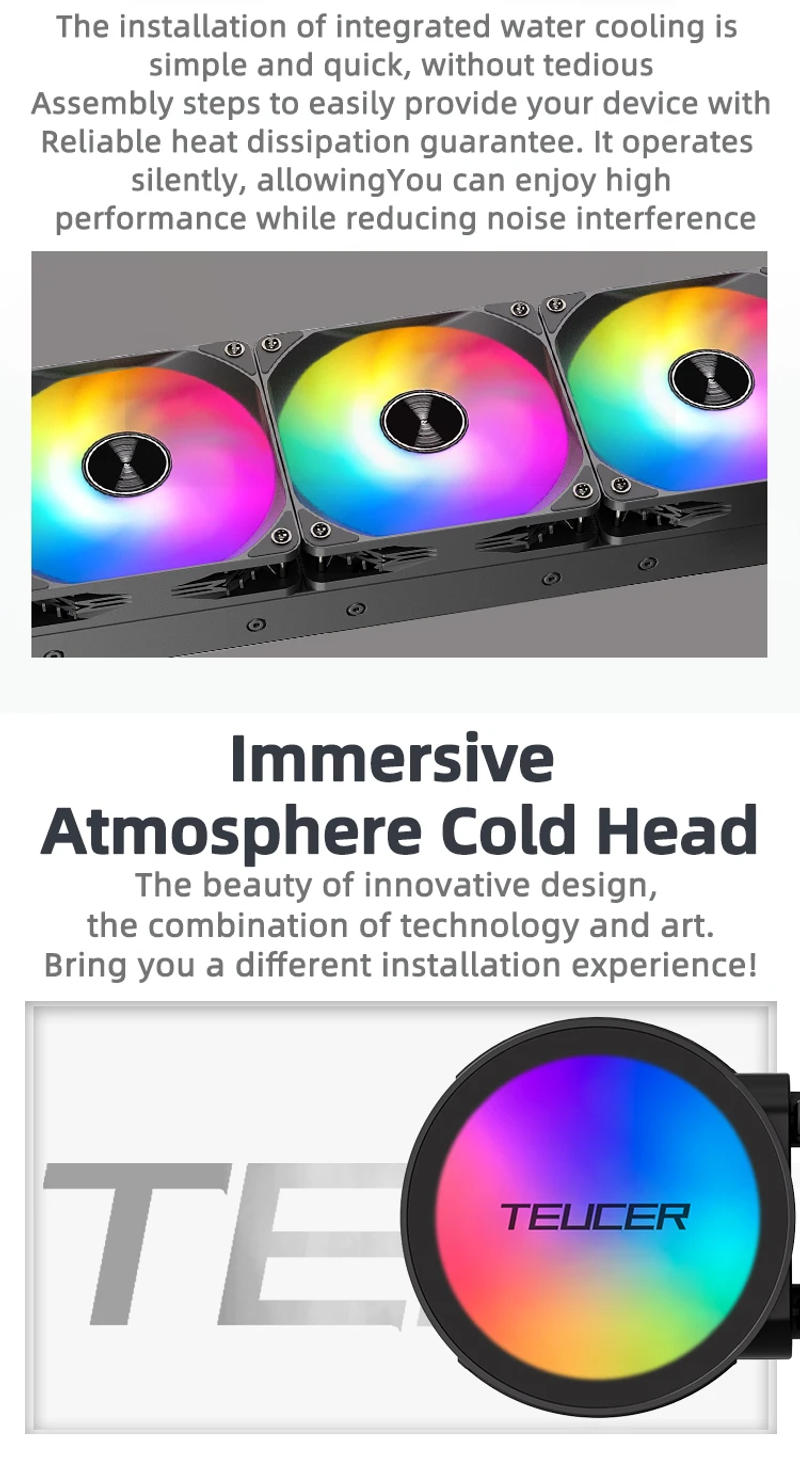 Description Picture 6 of itemTEUCER AF-360 PC Water Cooling Radiator 120mm RGB Fan 360mm Liquid Water Cooler for Intel LGA 2011 1700 1200 115x AM4 AM5 AMD