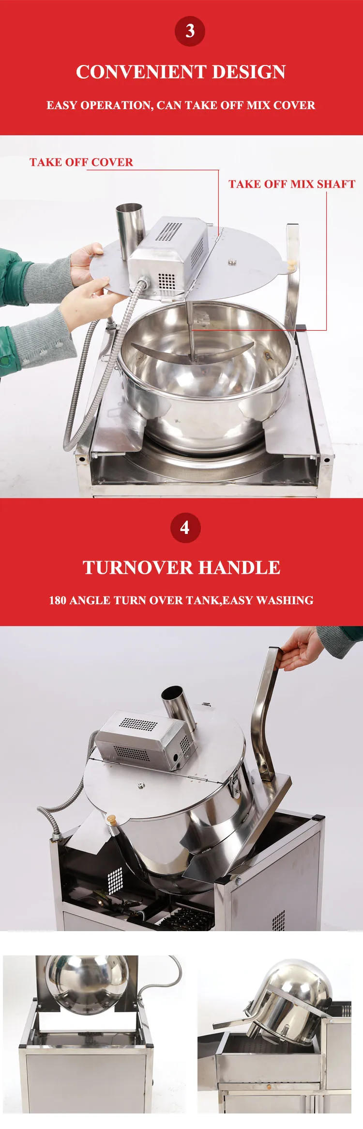 Description Picture 6 of itemProfessional Sweet Caramel Popcorn Making Machine Commercial Caramel Kettle Corn Popcorn Machine / Corn Popping Machine