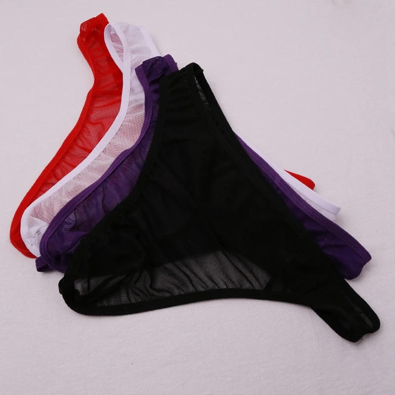 Description Picture 2 of itemMen's Sexy See-Through Thong And G Strings Mesh JJ Underwear High Elastic Triangle T-back T Pants underpants Lingerie Panties