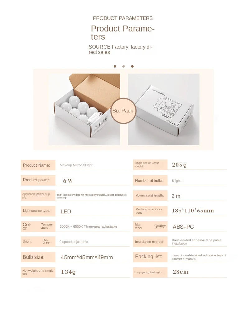 Description Picture 3 of itemLED Light Makeup Mirror Desktop Makeup Light Ins Wind Mirror Makeup Table Light Makeup Mirror LED Light Bulbs Vanity Lights