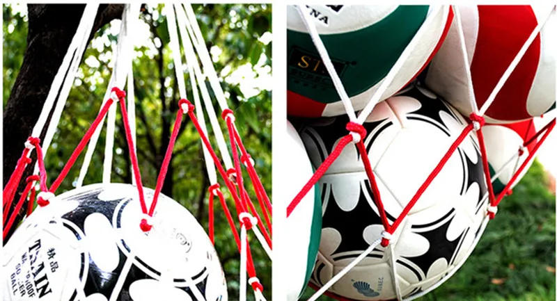 Description Picture 4 of item1Pc Football Net Bag Nylon Bold Storage Bag Single Ball Carry Portable Equipment Outdoor Sports Soccer Basketball Volleyball Bag