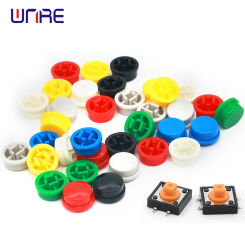 50pcs round tactile push button caps kits red blue yellow white black blue gray for 12*12*7.3mm micro tact switch