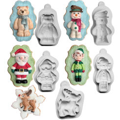 Christmas Holiday Santa Elk Elf Snowman Silicone Mold Fondant Chocolate Mousse Cake Decoration Dessert Pastry Baking Tools
