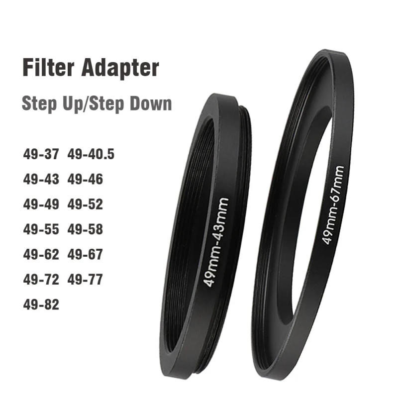 Description Picture 4 of itemCamera Lens Filter Adapter Ring Step Up / Down Ring Metal 49 mm - 37 43 46 52 55 58 67 72 77 82 mm for UV ND CPL Lens Hood etc.