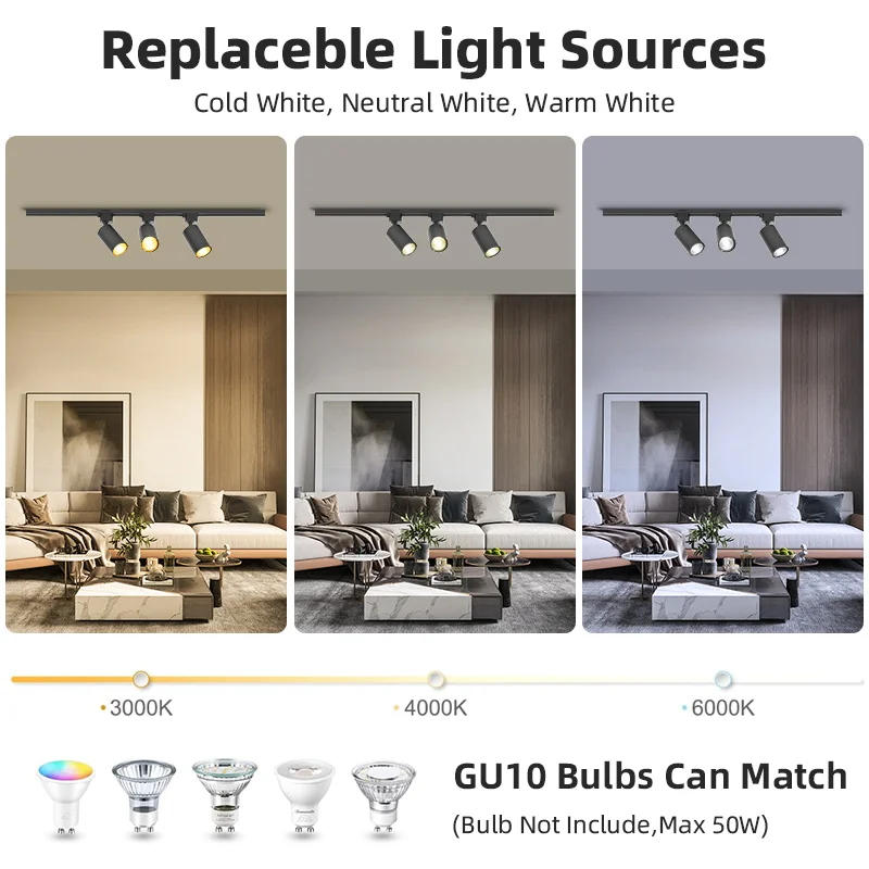 Description Picture 3 of itemGU10 LED Track Light Set Track Lighting 110V-220V For Clothing Store Shop Kitchen Bedroom Lamp Spotlight Ceiling Lamps Fixture