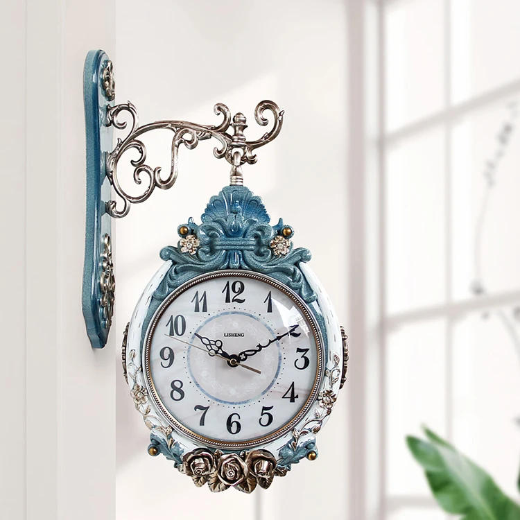 Description Picture 3 of itemDouble-sided Wall Clocks Vintage Art Decoration Clocks Living Room Elegant Clock Silent Luxury Wall Watch Aesthetic Decorations