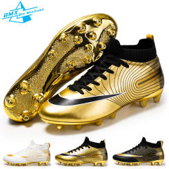 Soccer Shoes For Men Gold Light High Ankle Lawn Football Boots Kids Boys Original Anti-Slip Indoor Training Football Sneakers