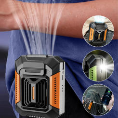 Waist Fan Portable Mini Hanging Neck Fan Bladeless Air Conditioner USB Rechargeable Outdoor Waist Fan with Power Bank Flashlight