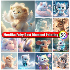 Merdika Fairy Dust Diamond Painting Cartoon lion Zipper Bag Kit 5D Diy Full Diamond Embroidery Mosaic Kit Home Decor New 2024
