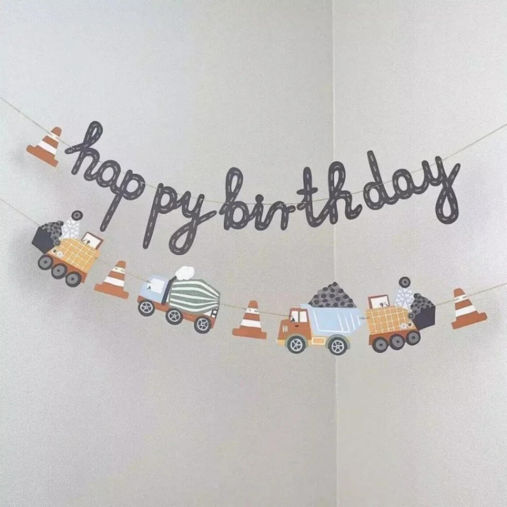 Description Picture 3 of itemCar Happy Birthday Children's Birthday Party Decoration Background Banner Birthday Party Photography Props Gift