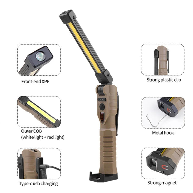 Description Picture 4 of itemUSB Rechargeable LED Work Light 1000 Lumens COB Lantern with Power Capacity Indicator Handled Flashlight for Outdoor Car Repair