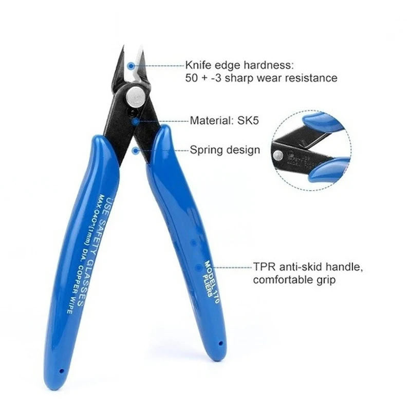 Description Picture 6 of item1Pc Diagonal Pliers Electrical Wire Cable Cutters Cutting Side Snips Flush Pliers Nipper Hand Tools Alicate Wire Stripper