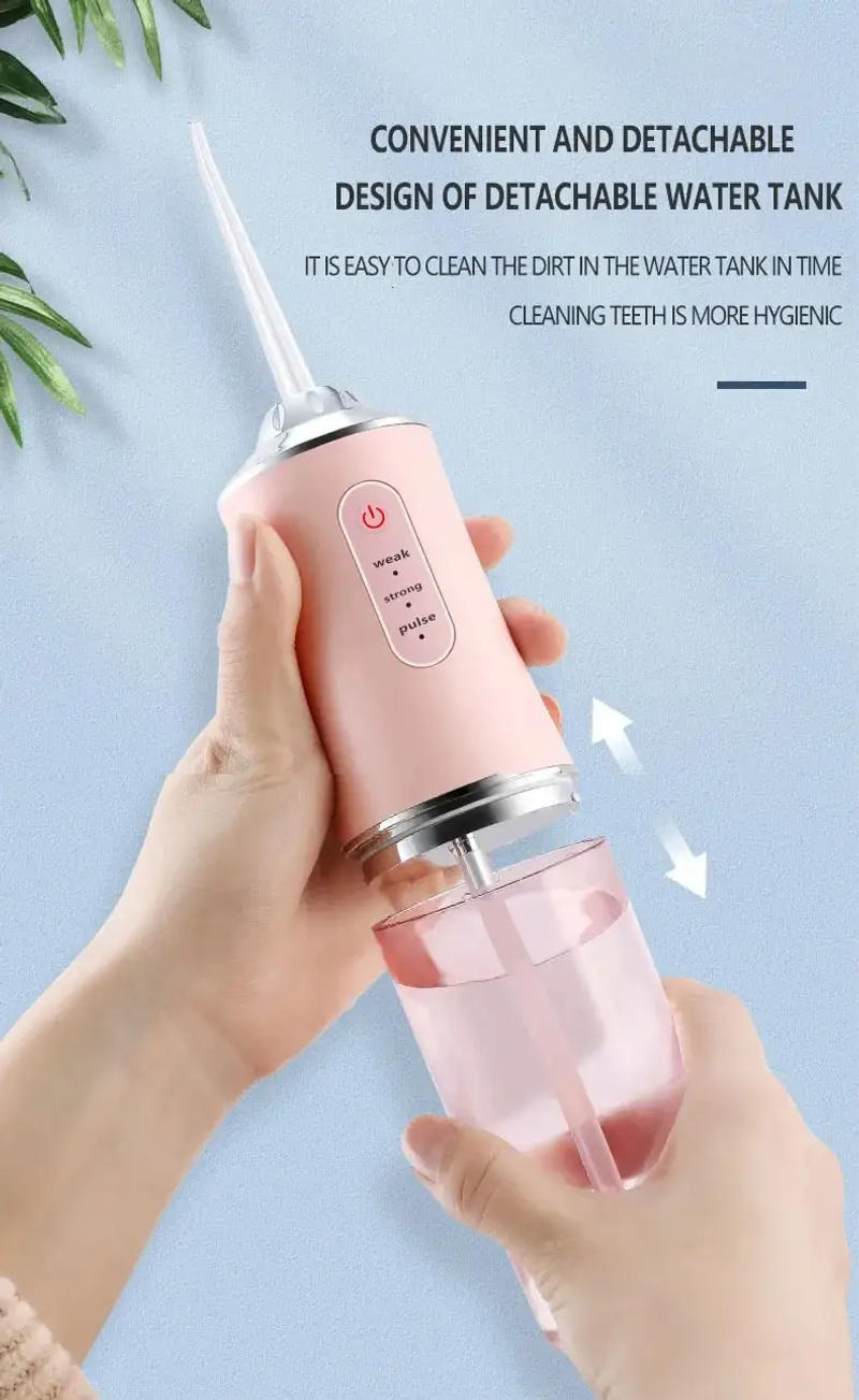 Description Picture 5 of itemDental Water Flosser Portable Oral Irrigator USB Rechargeable Water Floss Jet Tooth Pick 4 Tips 220ml Mouth Washing Machine