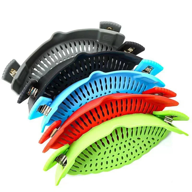 Description Picture 3 of itemUniversal Silicone Strainer Clip-on Pan Pot  Anti-spill Pasta Pot Strainer Food Grade Rice Fruit Colander Strainer Kitchen Items