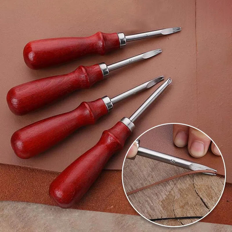 Description Picture 2 of item1pc 1.0/1.2/1.4/1.6mm Leather Edge Beveler Skiving Beveling Knife Cutting Hand Craft Tool with Wood Handle DIY Tools