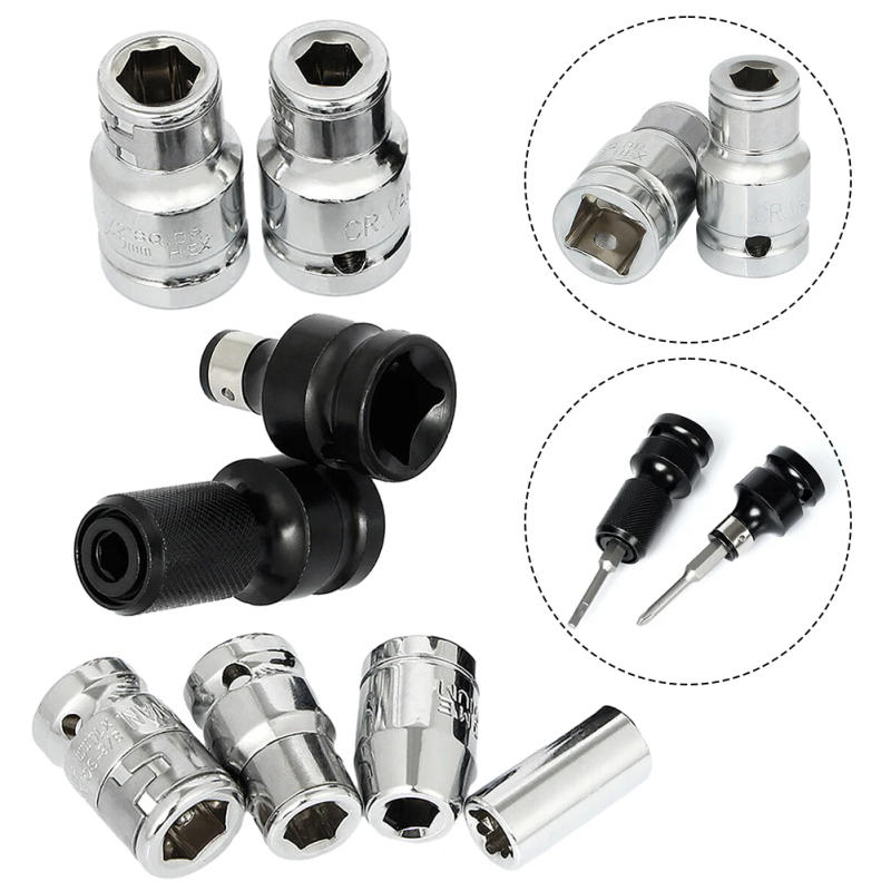 Description Picture 3 of item1/2 1/4 3/8 Inch Square Drive To 1/4 3/8 M8 M10 Hex Socket Adapter Converter Chuck Adapter For Impact Air And Electric Wrench