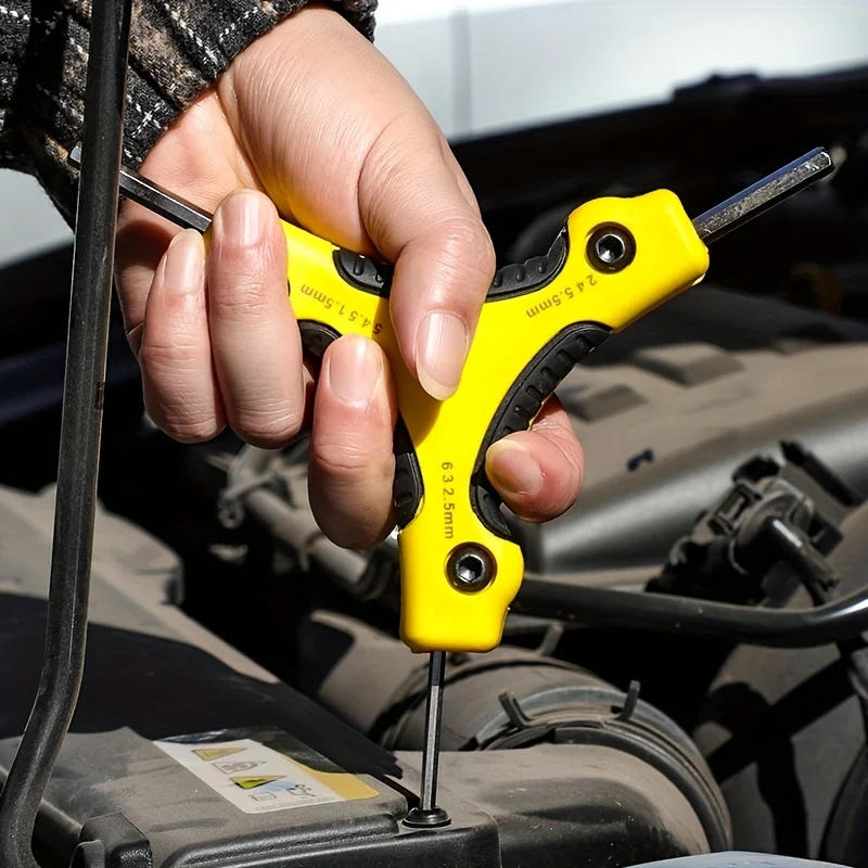 Description Picture 3 of itemFolding Hexagonal Star Key Cr-V Steel Portable Screwdriver Tool Metric Folding Hexagonal Wrench Kit Red Yellow