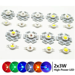 10PCS 2x3W High Power LED Diodes Two Color Two Chips White Red Green Blue Yellow UV395nm Light Beads For Flashlight