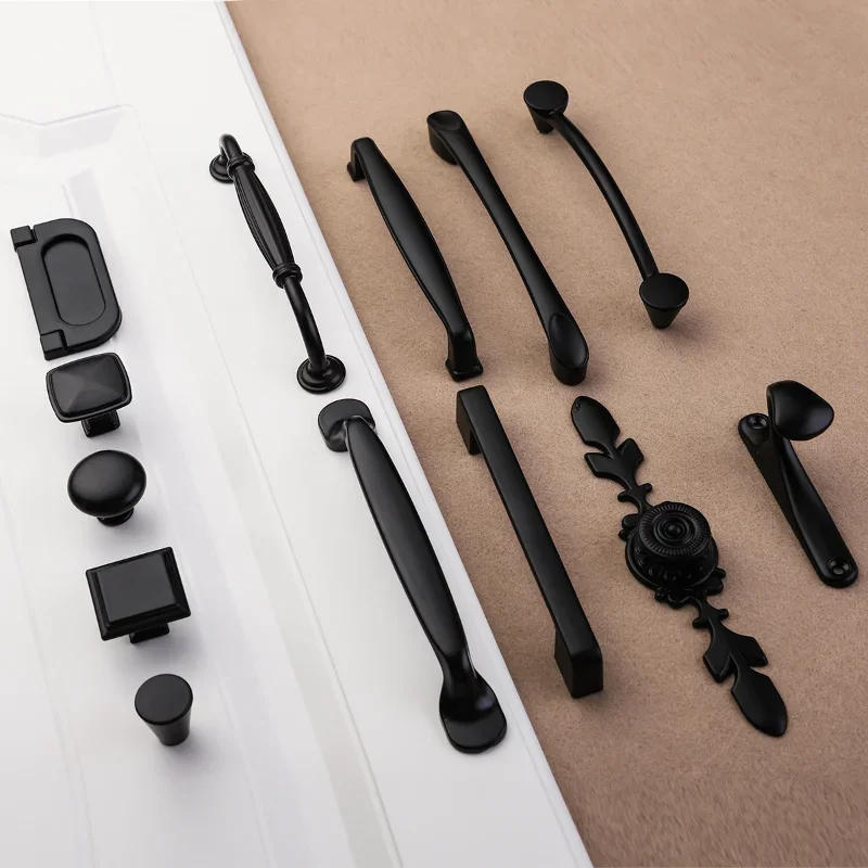 Description Picture 4 of itemModern American Style Black Kitchen Cabinet Door Handles Aluminium Alloy Fashion Furniture Cupboard Pull Handle Drawer Knobs