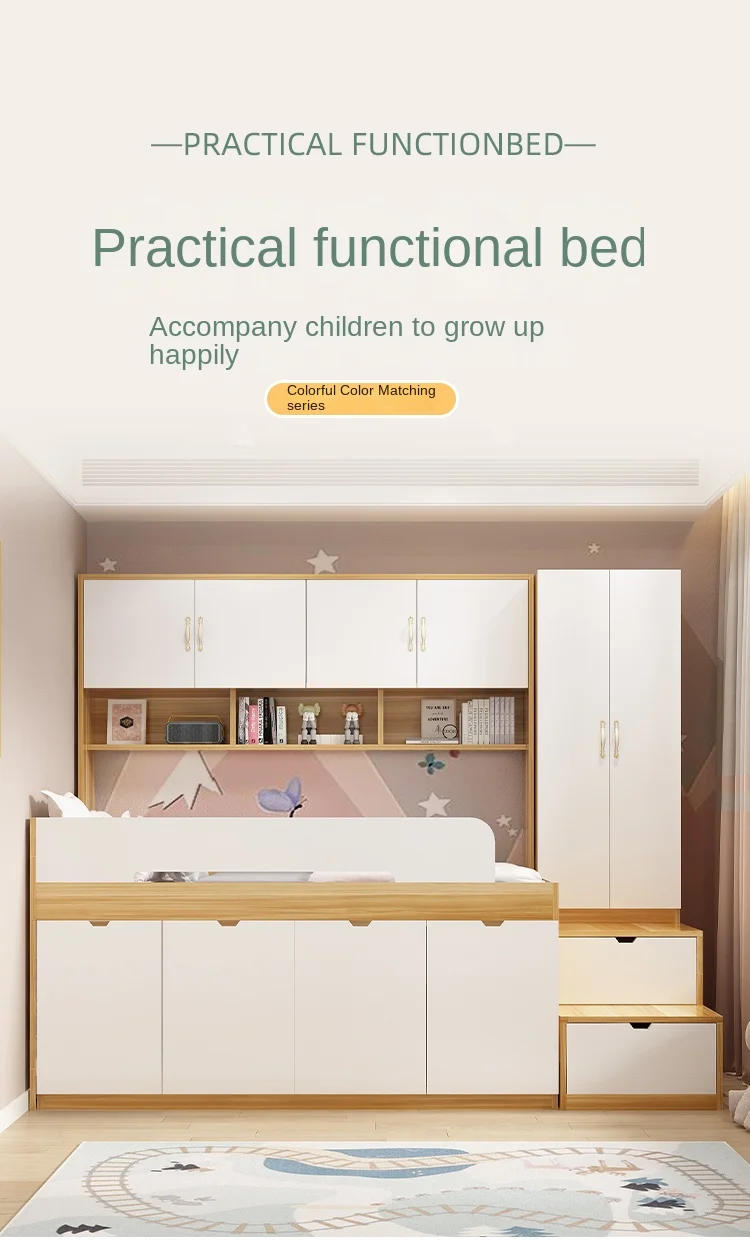 Description Picture 2 of itemChildren's bed, half height bed, desk, wardrobe, one piece set, bedroom, small unit, space saving storage