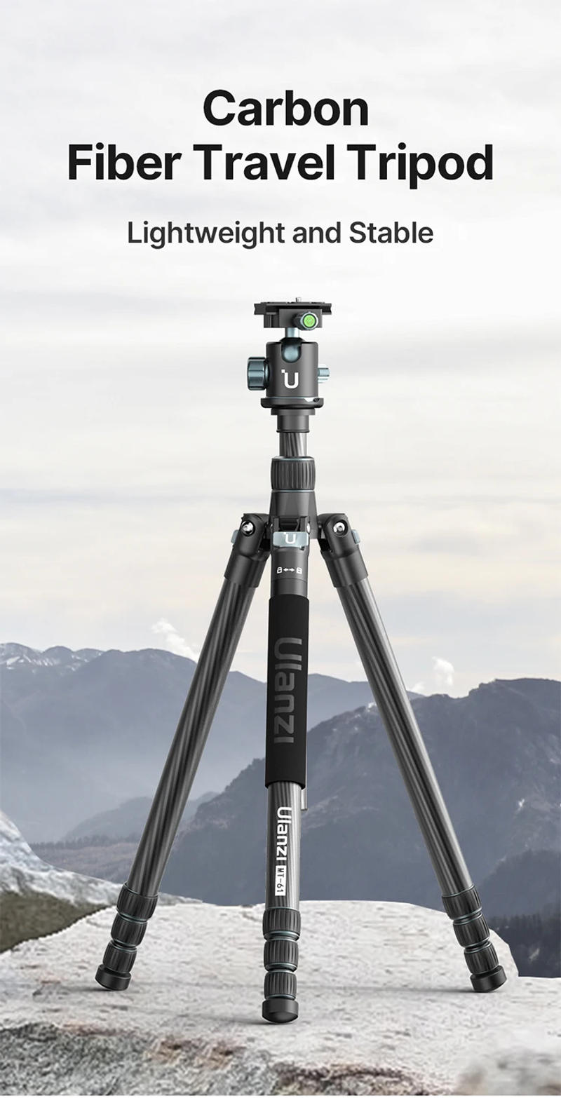 Description Picture 3 of itemUlanzi MT-61 Carbon Fiber Travel Tripod 1.74M Height 360 Panoramic Head Tripod Monopod Foldable Design with 1/4 Screw