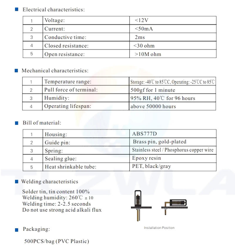 Description Picture 3 of item10PCS SW-18020P High Sensitive Vibration Switch SW18020P Snap Switch Shock Sensor High Sensitive Vibration Switches SW18020P