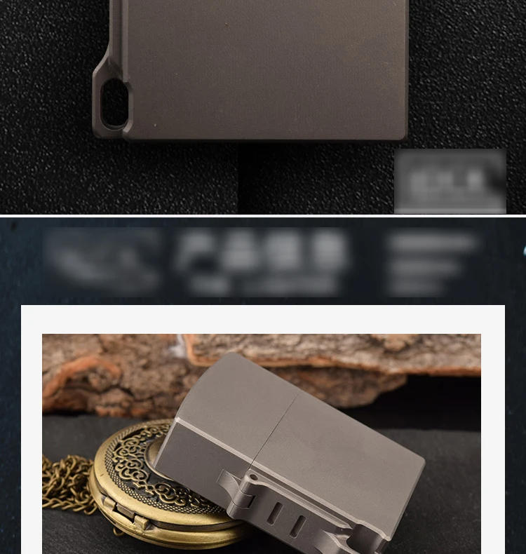 Description Picture 3 of itemEDC Titanium Alloy Square Box Large Hinge Thick Shell Windproof Gift Hiking Handle Outdoor Camping Portable Tools