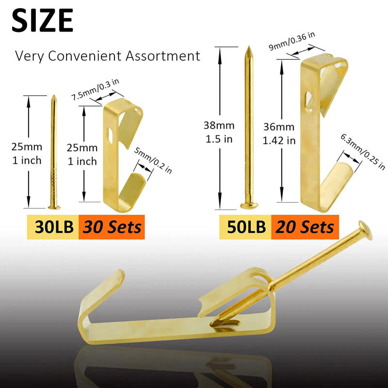 Description Picture 5 of item100pcs/set Picture Hangers Picture Hanging Hardware Kit for Pictures Clock House Decor Mirror House Decoration