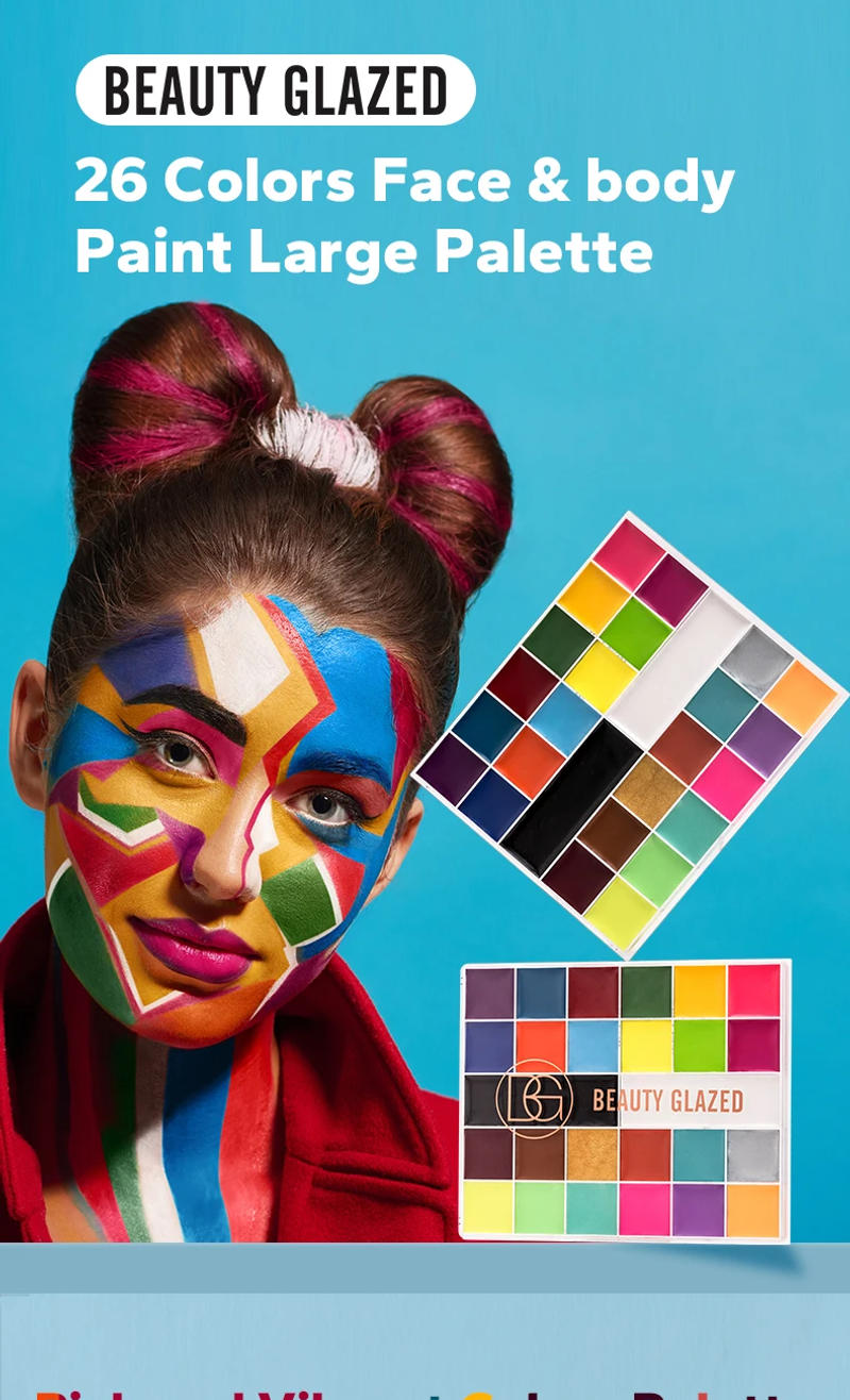 Description Picture 2 of itemHalloween Face&Body Paint Tray,Rainbow Colorful Oil-Soluble Face Makeup Painting Palette for Festivals,Parties&Butterfly Makeup