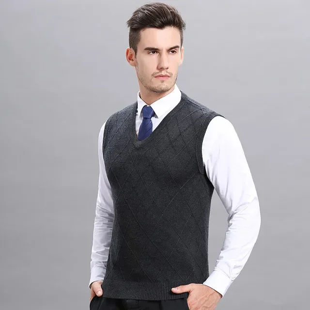 Men Wool Vest 2024 Spring Waistcoat V-Neck