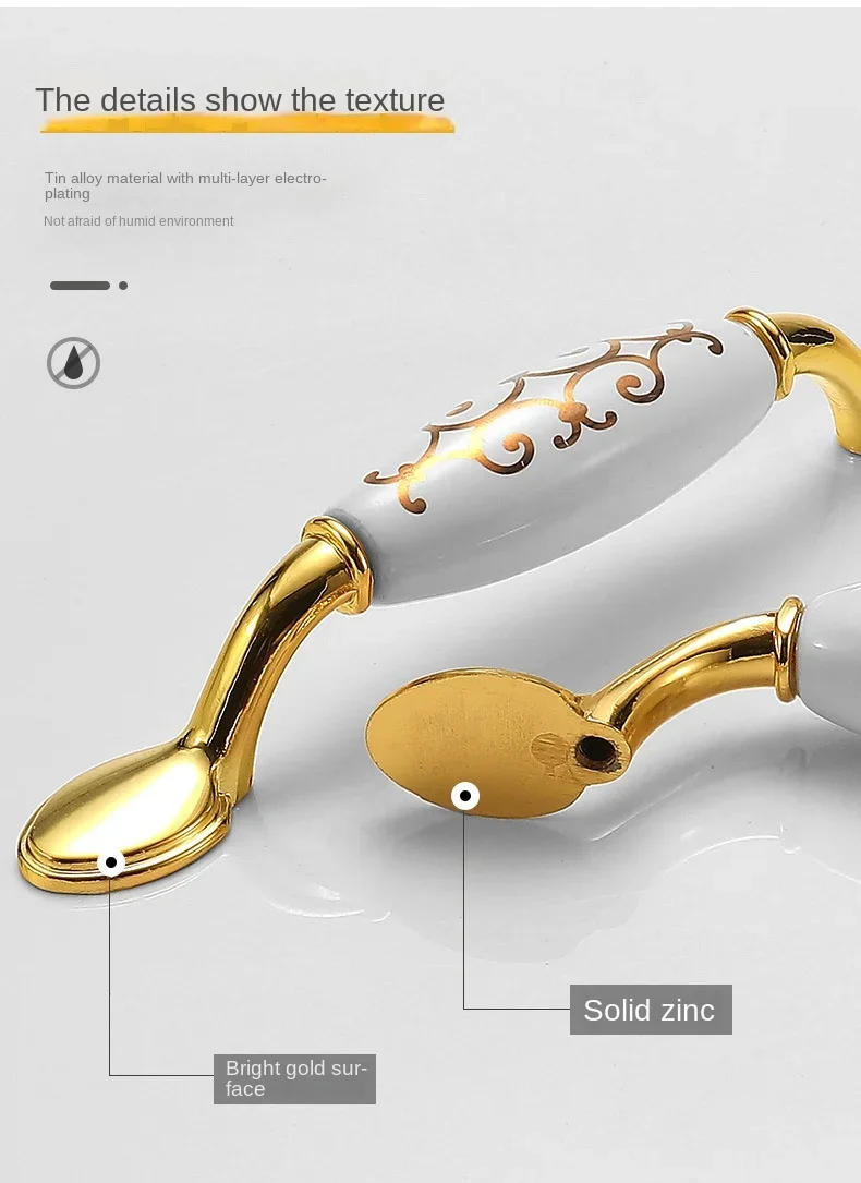 Description Picture 6 of itemGolden Furniture Ceramic Knob Modern Simple Rose Gold European Single Hole Drawer Cabinet Wardrobe Cupboard Door Handle