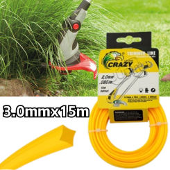 3.0mm*15m Square Grass Trimmer Line Mowing Nylon Grass Trimmer Rope Brush Cutter Strimmer Line Rope Lawn Mower Head Accessory