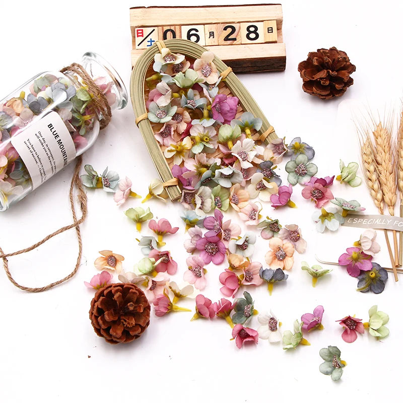 Description Picture 2 of item50&100pcs Mini Silk Mix color Daisy Artificial Flower Head Party Wedding DIY Garland Headdres Wreath Scrapbooking Gift Home Deco