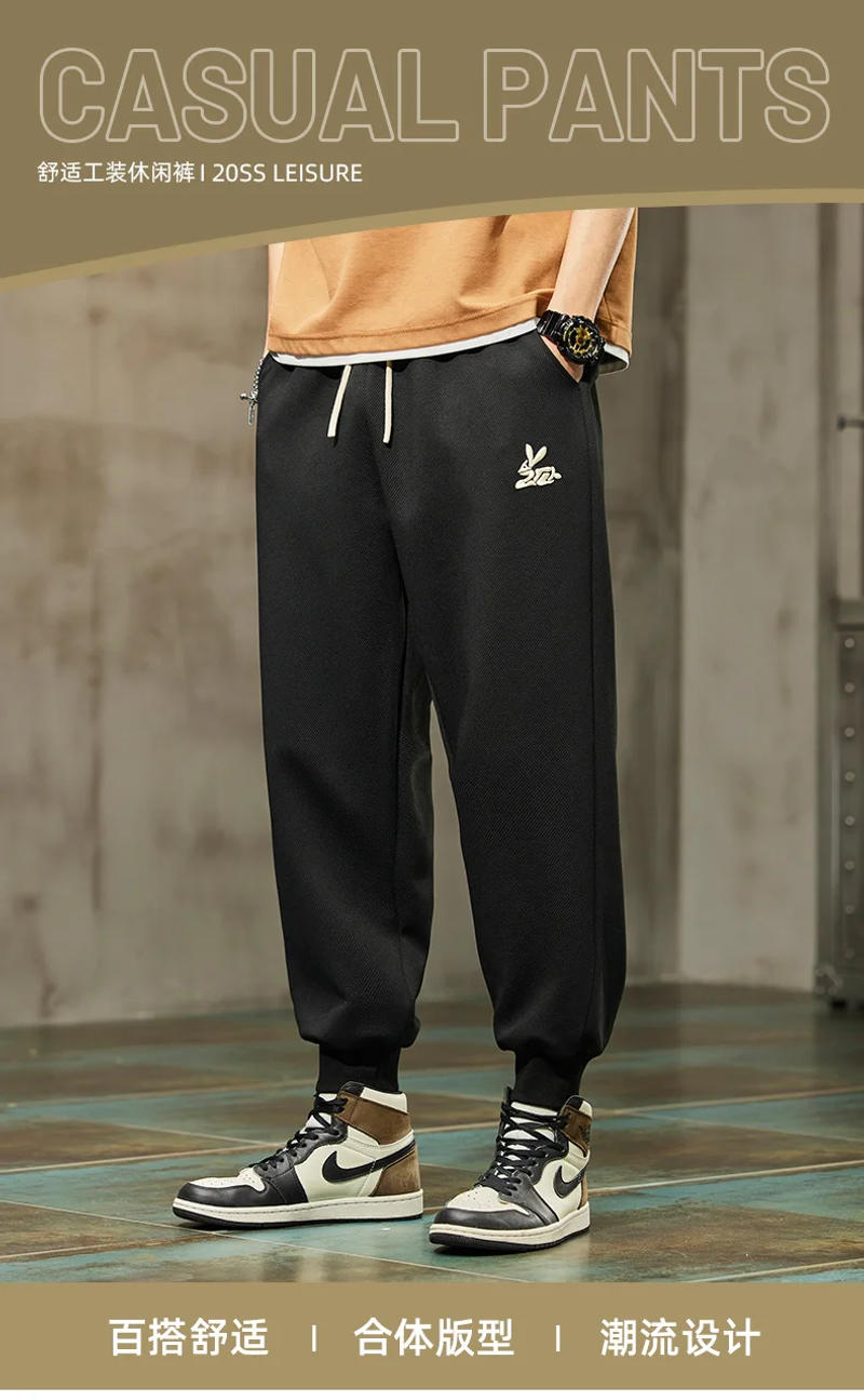 Description Picture 2 of itemCasual Pants Men's Loose Tie Feet Versatile Sports Straight Style Knitted