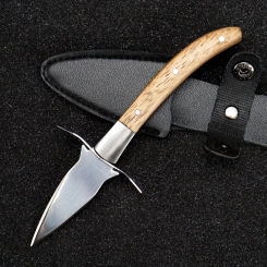 Wood Handle Oyster Knives Opener Stainless Steel Scallop Shell Shucking Cutter with Leather Case For Seafood Opener Tools