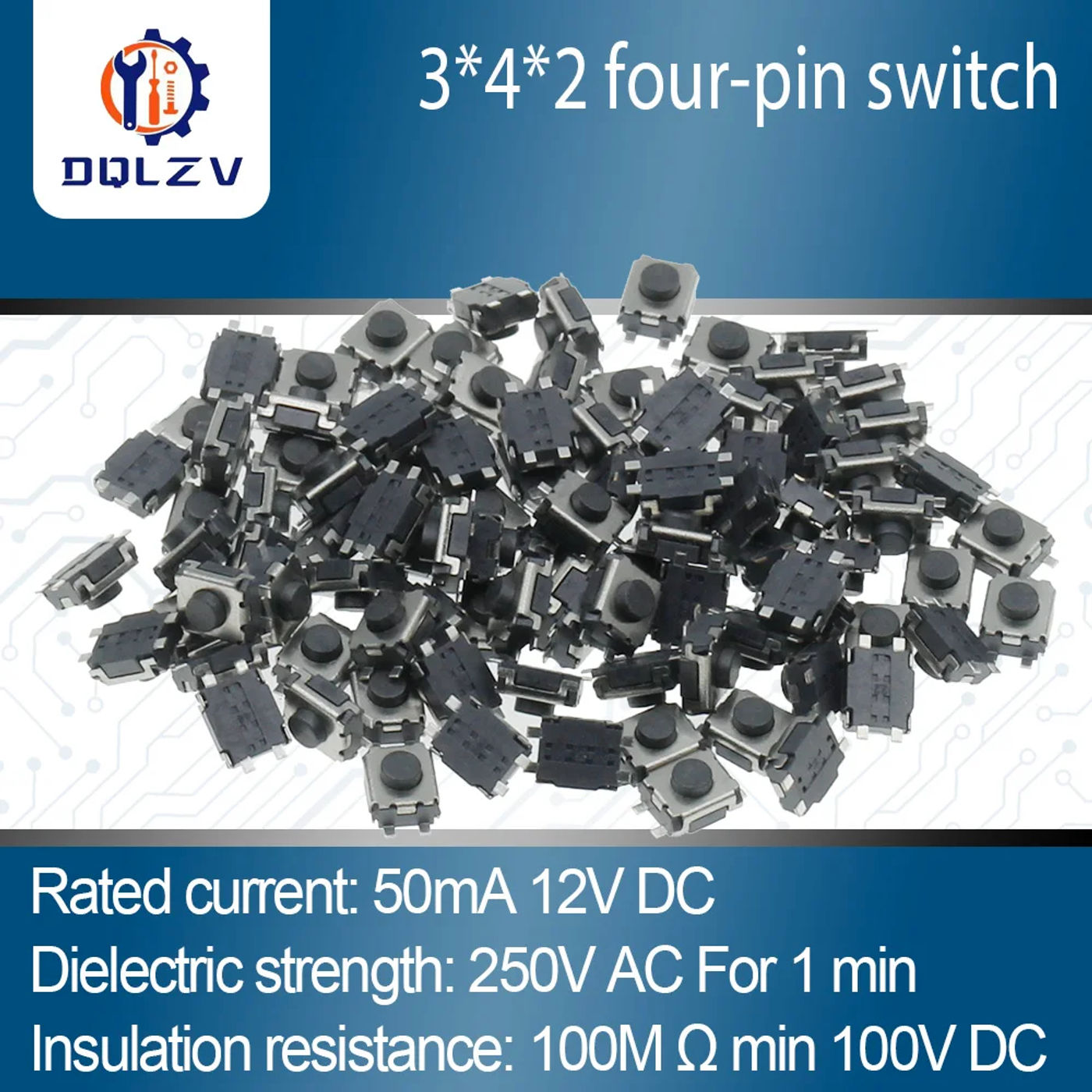Description Picture 4 of item3*4*2 SMD 4 Pin Switch Turtle Tact Switch 3x4x2 mm 2 Feet Stand Upright With Out Pillars mini - Micro Touch Switch Button