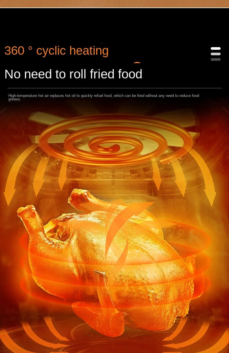 Description Picture 6 of itemNew large capacity household multi-functional oil-free air fryer electric fryer automatic food intelligent fryer wholesale