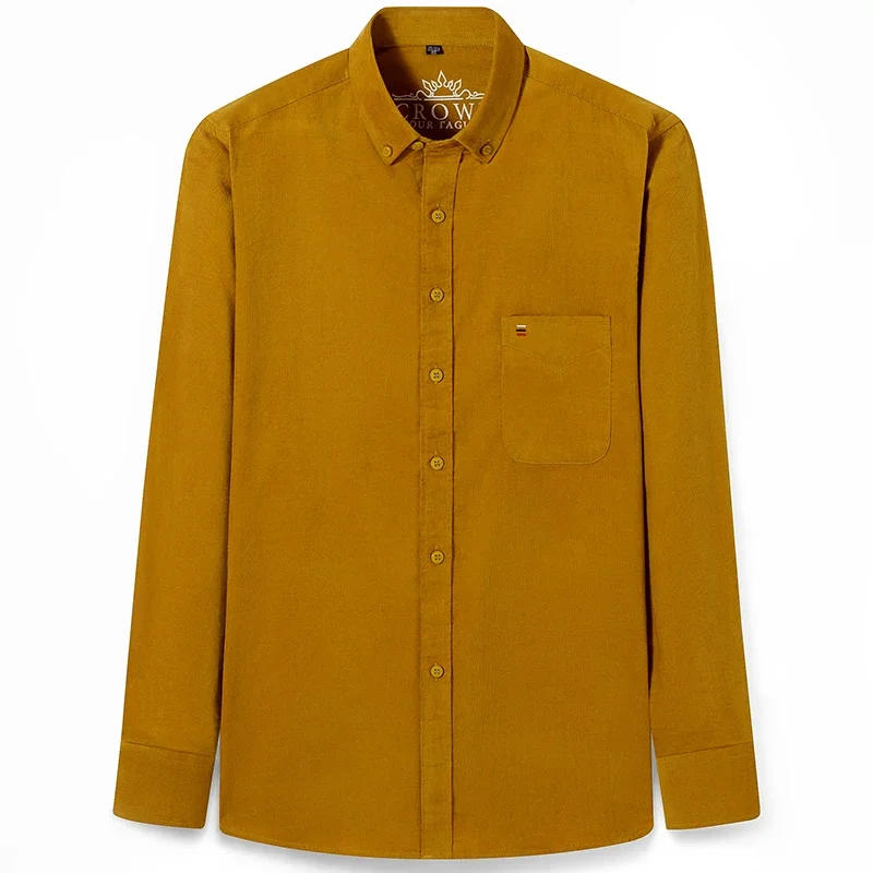 Description Picture 4 of itemNew Men's Corduroy Shirt Long Sleeve Cotton Casual Regular Fit Soft Comfortable Formal Dress Shirts Blouse Men Clothes  S-7XL