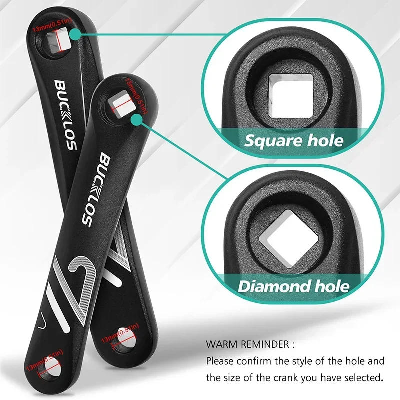 Description Picture 3 of itemBUCKLOS Bike Crank Arm Square/Diamond/Spline Hole Cranks Aluminum Alloy E-Bike Crank 152mm 170mm 175mm Bicycle Crankset Parts