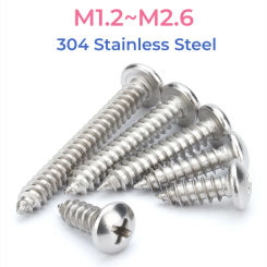304 Stainless Steel Cross Phillips Pan Round Head Self Tapping Screw Wood Screws M1.2 M1.4 M1.7 M2 M2.2 M2.6