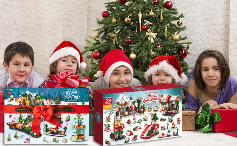 Description Picture 6 of item24 Days Christmas Advent Calendar Countdown Surprise Blind Box Building Blocks Puzzle Assembly Toys Christmas Decor Gift
