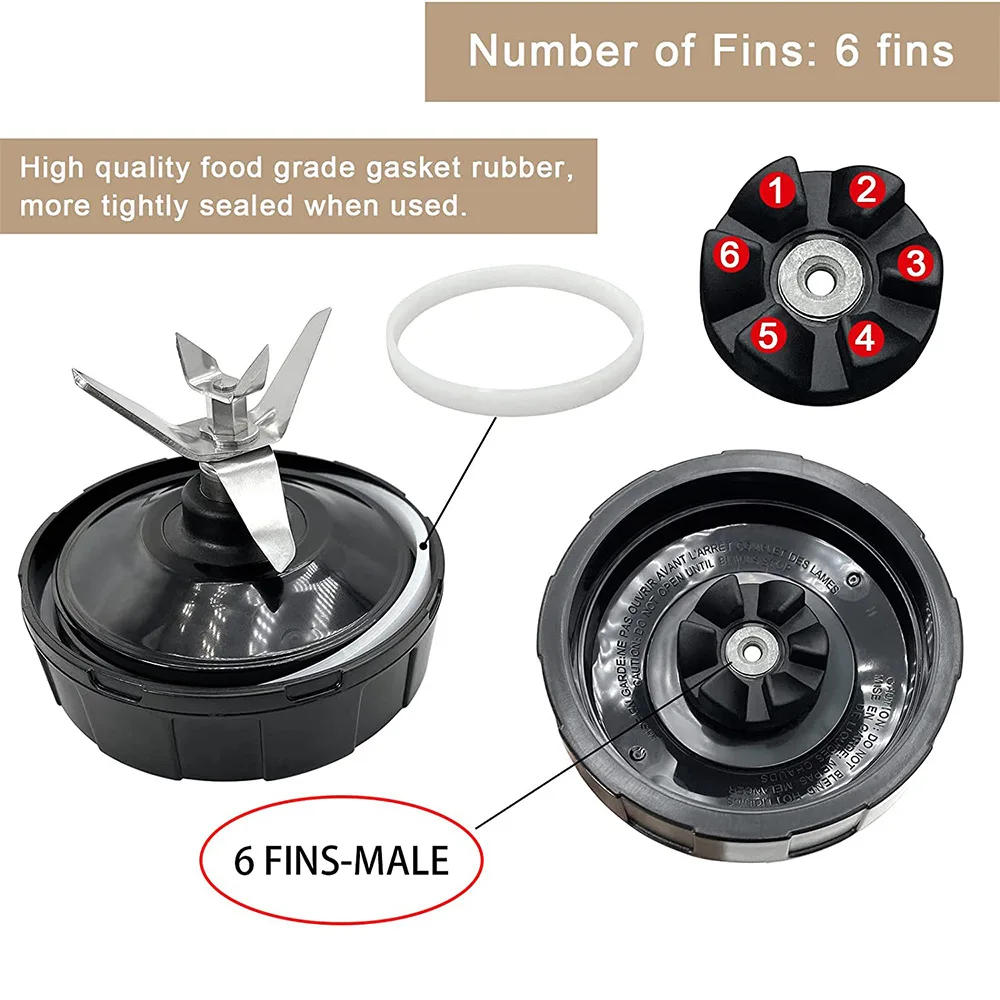 Description Picture 4 of item6-Fin Male Blender Blade Replacement Parts for Nutri Ninja Blender BL660 BL770 BL780 BL740  BL663CO  fo Juicer Case Mixer Spare