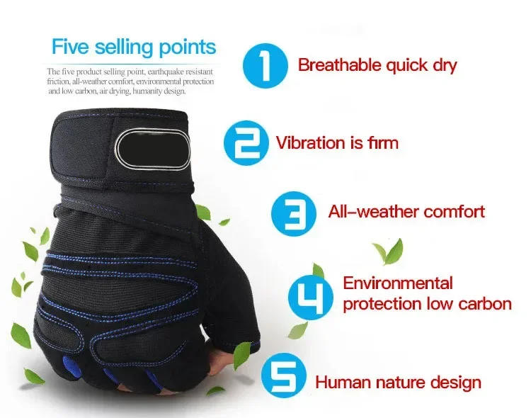 Description Picture 4 of itemGym Gloves for Men Women Fitness Weight Lifting Wristband Gloves Body Building Training Sports Exercise Cycling Glove Shockproof