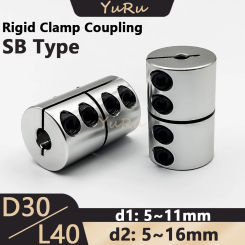 1PCS D30L40 SB Rigid Clamp Coupling Bore 5/6/6.35/8/9/10/11/12/12.7/14/15/16mm Aluminium Drive Shaft CNC Jaw Shaft Motor Coupler