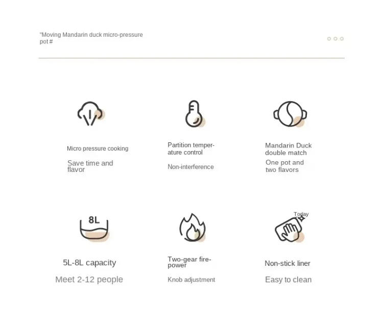 Description Picture 5 of item220V Modong Electric Hot Pot, Yin-Yang 2-Flavor, Multifunctional Cooker with Large Capacity for Family Use C