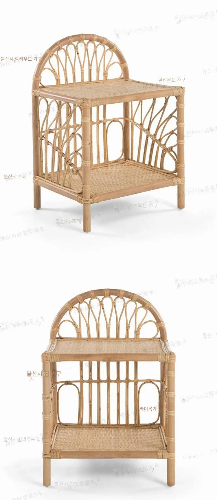 Description Picture 6 of itemSimple Rattan Woven Coffee Table Bedroom Sofa Side Table Natural Indonesian Rattan Bedside Table Flexible Mobile Room Desks