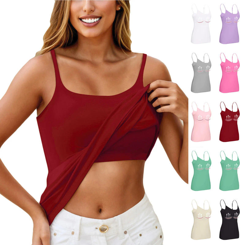 Description Picture 2 of itemWomen'S Sexy Tank Top Base With Breast Pad Plus Size Bra With Breast Pad Solid Color Fashion Casual Y2k