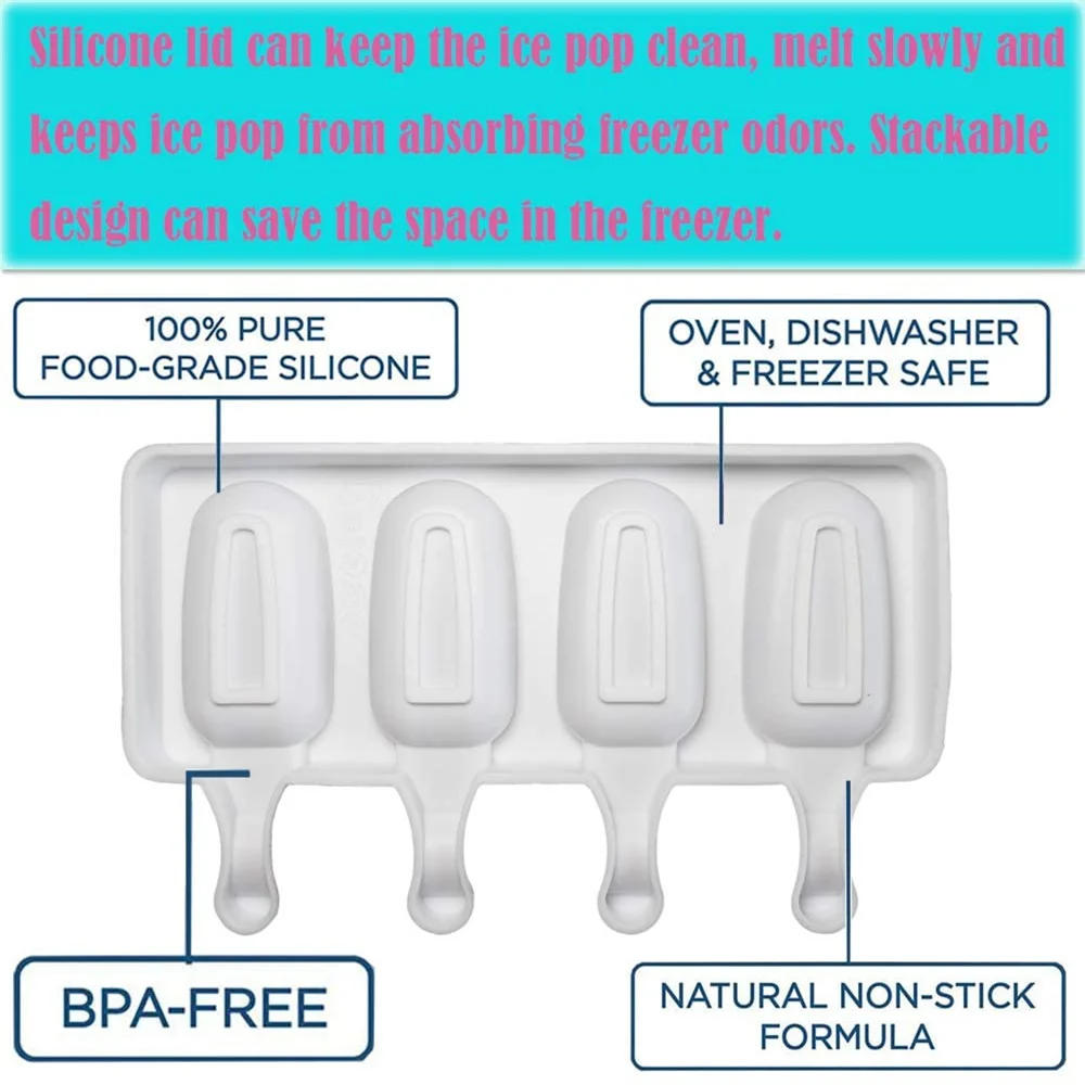 Description Picture 3 of item4/8 Holes Silicone Ice Cream Mold DIY Chocolate Dessert Popsicle Moulds Tray Ice Cube Maker Homemade Tools Summer Party Supplies