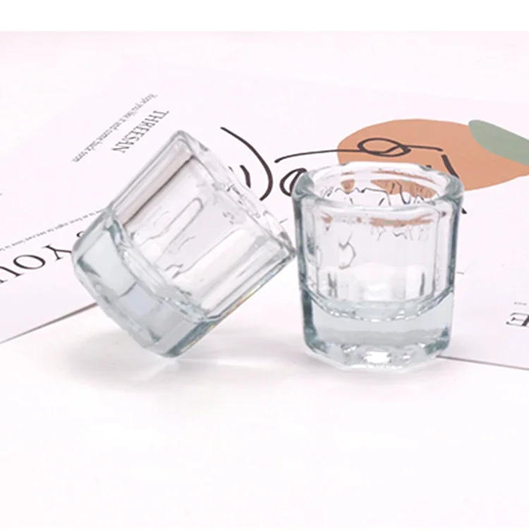 Description Picture 3 of itemCrystal Glass Acrylic Powder Liquid Nail Cup Dish Lid Bowl Cup Holder Equipment Manicure Tools Nail Art Jewelry Storage Cup
